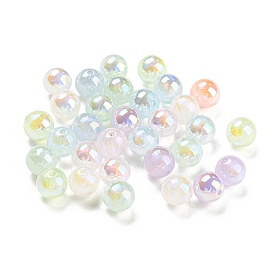 Iridescent Acrylic Beads, with Glitter Powder, Round