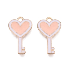 Zinc Alloy Enamel Pendants, Key, Light Gold