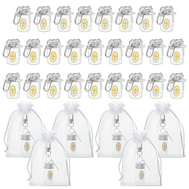 32 pcs décorations pendentif bouteille en verre, avec des fermoirs pivotants en alliage et des sacs en organza