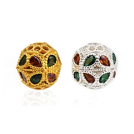 Полая стойка покрытие латунь цветные кубические циркониевые бусины, долговечный, круглые