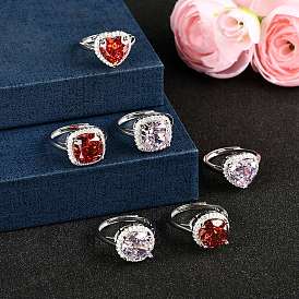 925 Кольца из стерлингового серебра с паве из кубических цирконий, Реальная платина