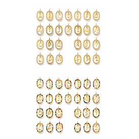 Латунные микро проложить кубического циркония подвески, без кадмия, без никеля и без свинца, реальный 18 k позолоченный, овал с подвесками в виде букв