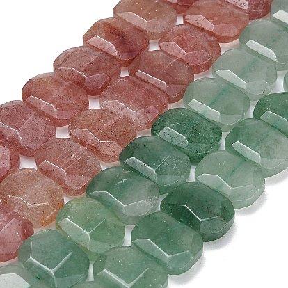 Натуральные нити из клубничного кварца в виде бусин, прямоугольные, граненые
