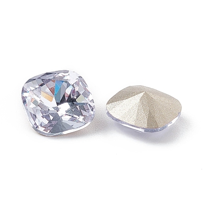 Eletroplated K9 Glass Rhinestone Cabochons, Pointed Back & Back Plated, Faceted, Square