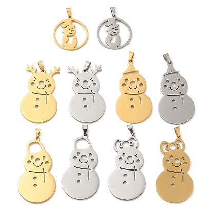 Новогодняя тема 304 подвески из нержавеющей стали, лазерная резка, очарование снеговика