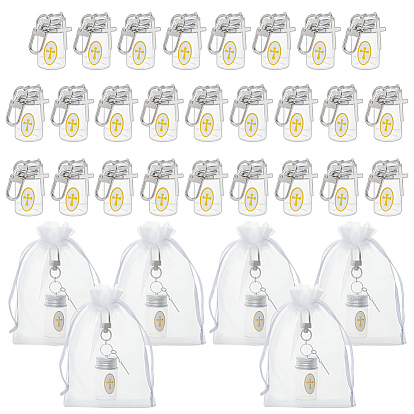 32 pcs décorations pendentif bouteille en verre, avec des fermoirs pivotants en alliage et des sacs en organza