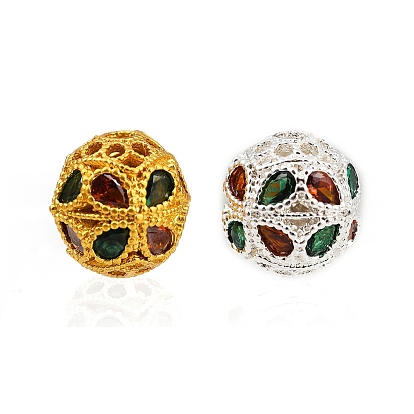 Полая стойка покрытие латунь цветные кубические циркониевые бусины, долговечный, круглые