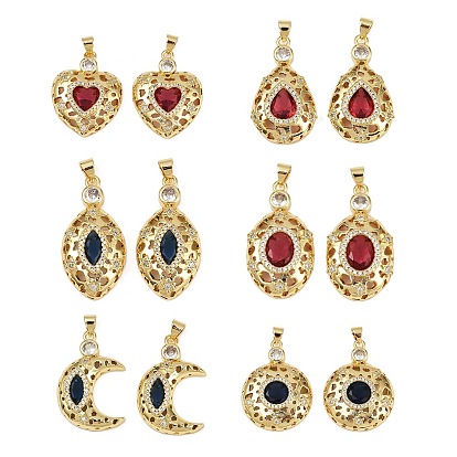 Латунные микро проложить кубического циркония подвески, со стеклом, без кадмия и без свинца, стойки покрытие, долговечный, реальный 18 k позолоченный