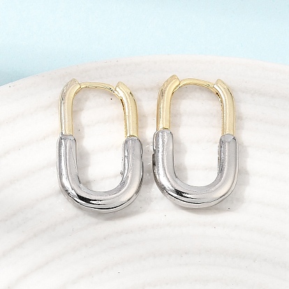 Oval Brass Hoop Earrings for Women, Rack Plating, Long-Lasting Plated, Cadmium Free & Lead Free