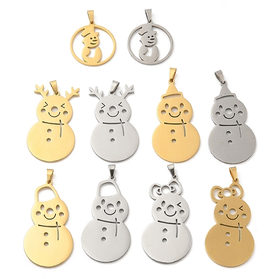 Новогодняя тема 304 подвески из нержавеющей стали, лазерная резка, очарование снеговика