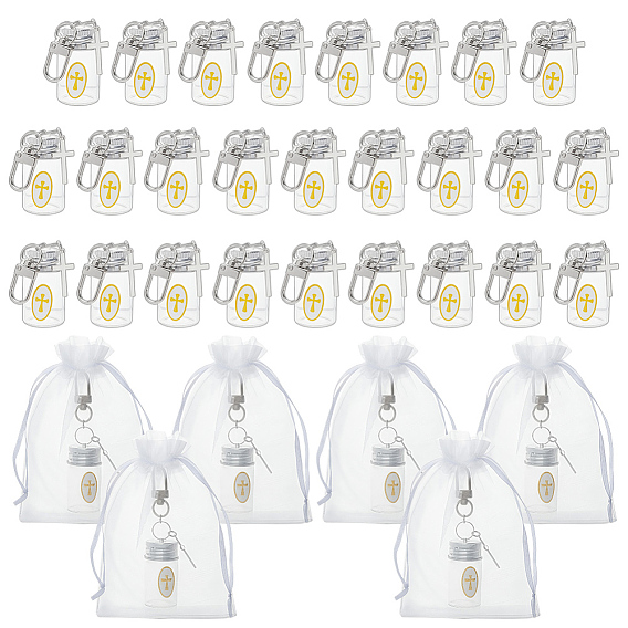 32 pcs décorations pendentif bouteille en verre, avec des fermoirs pivotants en alliage et des sacs en organza