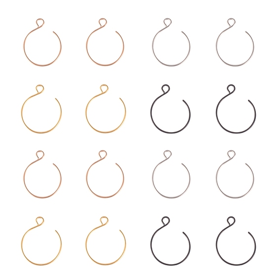PVD Vacuum Plating 304 Stainless Steel Earring Hooks, with Horizontal Loop, Ear Wire