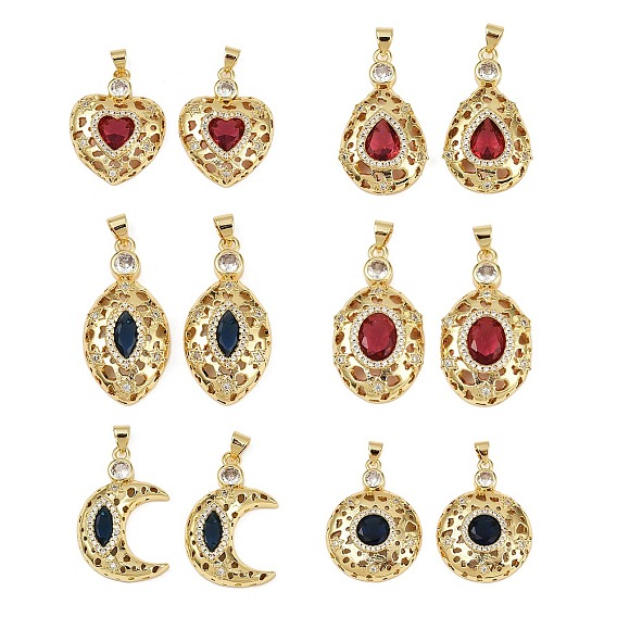 Латунные микро проложить кубического циркония подвески, со стеклом, без кадмия и без свинца, стойки покрытие, долговечный, реальный 18 k позолоченный