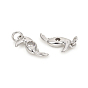 Brass Micro Pave Cubic Zirconia Charms, with Jump Rings, Bird, Clear