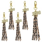 5Pcs PU Leather Tassel & Alloy Pendant Decorations, with Alloy Swivel Lobster Claw Clasps