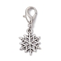 Christmas Sonwflake Alloy Pendant Decorations, with Lobster Claw Clasps