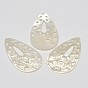 Natural Mother of Pearl Shell Pendants, Drop, 37x21x1.5mm, Hole: 1mm