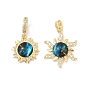 Латунные микропаве прозрачные подвески с фианитом, солнце, cmолой, стойки покрытие, долговечный, без свинца и без кадмия, реальный 18 k позолоченный