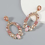 Fashion Colorful Diamond Alloy Glass Earrings for Women, European and American Style Shiny Evening Party Jewelry