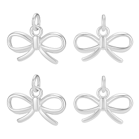 4 шт. 925 подвески в виде бантиков из стерлингового серебра с соединительными кольцами и 925 клеймом