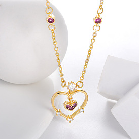 Forever Love Heart Pendant Necklace with 18K Gold Plating - Perfect Valentine's Day Gift!