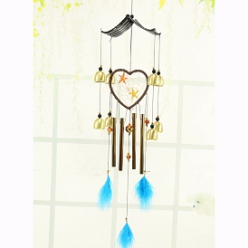 Aluminum Memorial Wind Chime, with Feather, for Garden Patio Porch Home Decorm, Heart