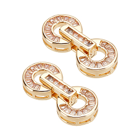Латунный паве из прозрачного кубического циркония с застежками, плоско-круглые