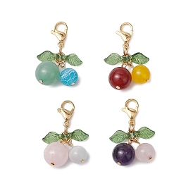 Подвесные украшения из вишневого натурального сердолика, розового кварца, окрашенного малайзийского нефрита, окрашенного кракле-агата, зеленого авантюрина, аметиста и кошачьего глаза, с 304 из нержавеющей стали Lobster Claw застежками