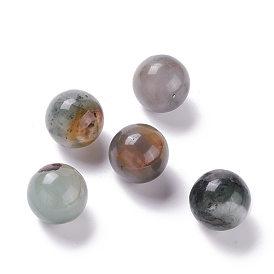 Perles naturelles bloodstone africains, pas de trous / non percés, pour création de fil enroulé pendentif , ronde