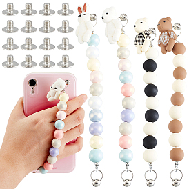 4 Sets 4 Style Acrylic Beaded Moblie Straps, with Alloy Findings, Mixed Shapes