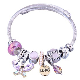 Multi-Element Butterfly Love Waterdrop Pendant Bracelet for Fashionable Women
