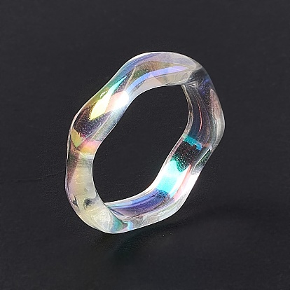 Transparent Acrylic Linking Rings, Wavy Irregular Ring, AB Color Plated