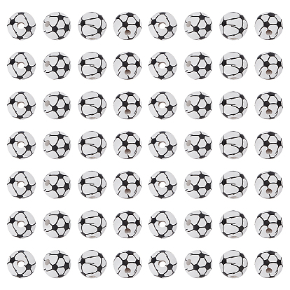 60шт окрашенные европейские бусины из натурального дерева, бусины с большим отверстием, напечатанный, футбол