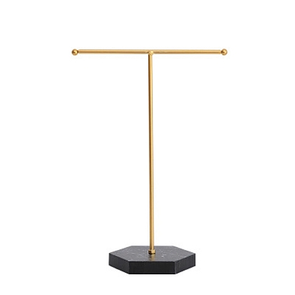T Shaped Iron Earring Display Stand, Jewelry Displays Stands, with Wooden Pedestal