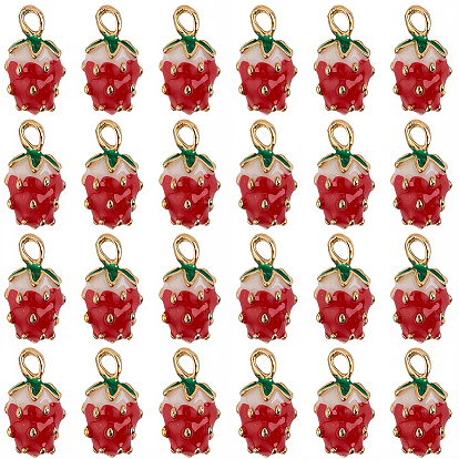 30 подвески из эмали из цинкового сплава, клубничное очарование, золотые