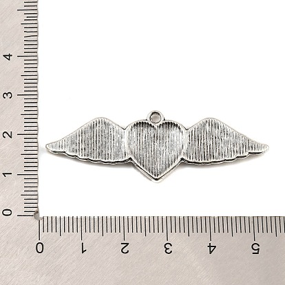Tibetan Style Alloy Pendants, Cadmium Free & Lead Free, Heart with Wings