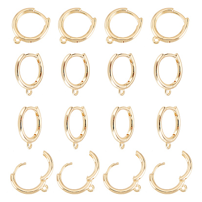 10 пары латунных сережек-колец Huggie Hoop, с горизонтальной петлей, кольцо