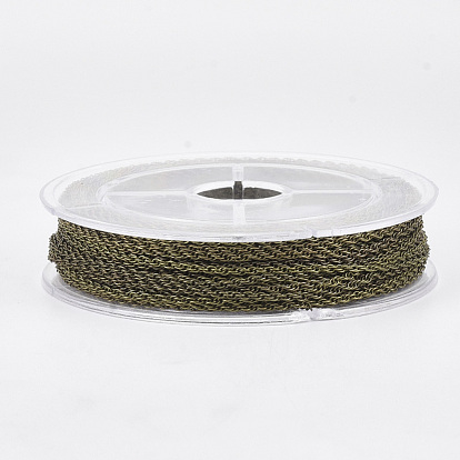 Soldered Brass Coated Iron Rope Chains, with Spool