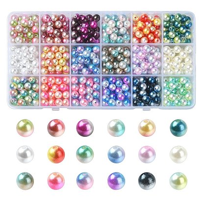 540Pcs 18 Style Rainbow ABS Plastic & Acrylic Imitated Pearl Beads, Round