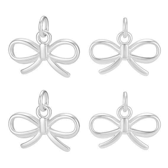 4 шт. 925 подвески в виде бантиков из стерлингового серебра с соединительными кольцами и 925 клеймом