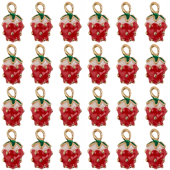30 подвески из эмали из цинкового сплава, клубничное очарование, золотые