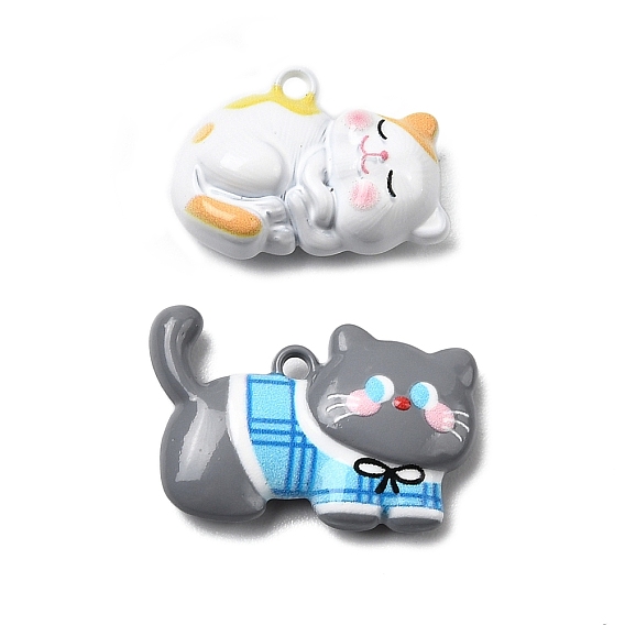 Подвески из цинкового сплава с краской для запекания, форма кошки