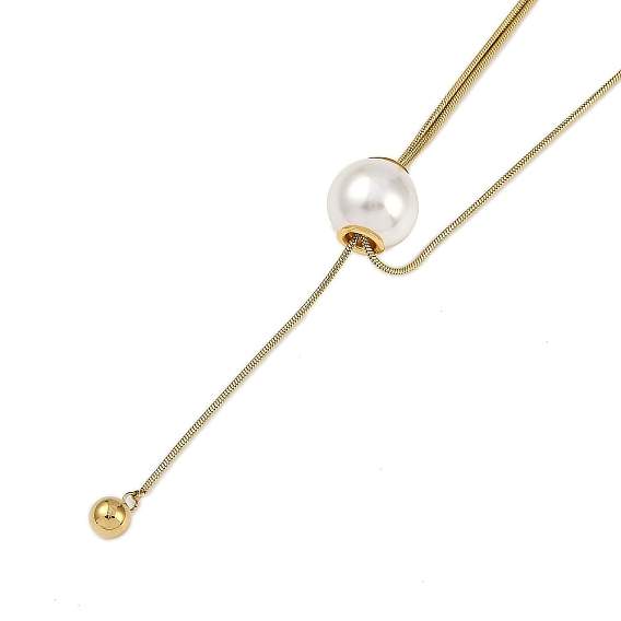 Ионное покрытие (ip) 304 ожерелья из змеиной цепи из нержавеющей стали, круглые пластиковые имитации ракушек подвески ожерелья