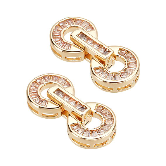 Латунный паве из прозрачного кубического циркония с застежками, плоско-круглые