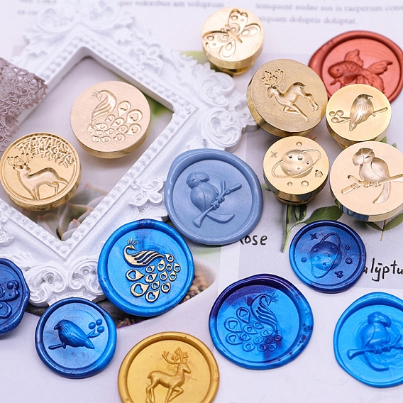 Golden Tone Wax Seal Brass Stamp Head, for Invitations, Envelopes, Gift Packing