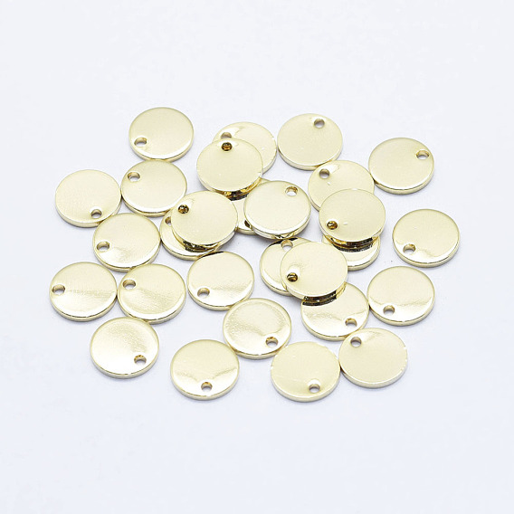Brass Charms, Long-Lasting Plated, Nickel Free, Flat Round