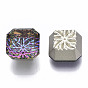 Transparent K9 Glass Cabochons, Faceted, Flat Back & Random Color Back Plated, Square