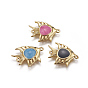 Brass Enamel Links Connectors, with Cubic Zirconia, Fish, Golden