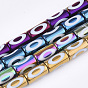 Electroplate Glass Beads Strands, Column with Eye Pattern