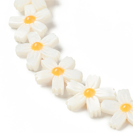 Natural Freshwater Shell Beads Strands, with Enamel, Flower